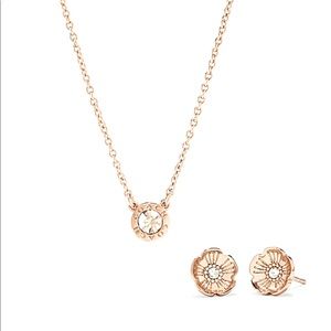 NWT Rose Gold Coach Earring and a Necklace Set